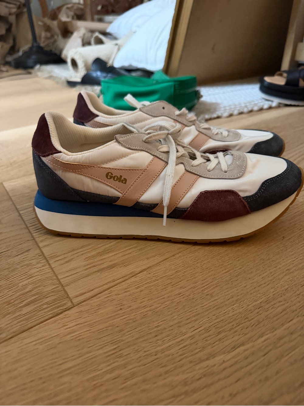 Gola White & Burgundy Retro Runner Sneakers
